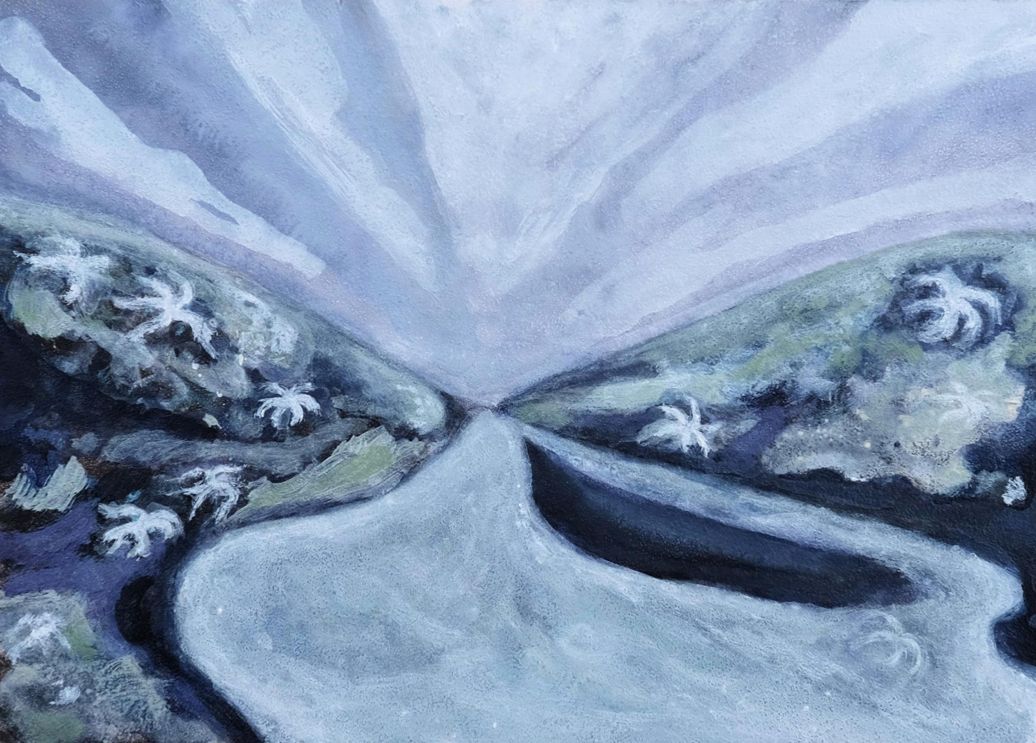 Snow Meadow (Hillside Variation II), acrylic on board, 17.5 x 12.5cm, 2026